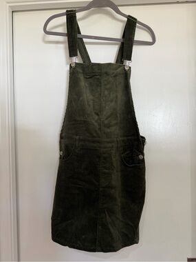 Love Tree Olive Green Corduroy Overall Dress Size L